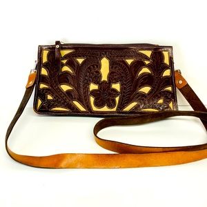 Leaders in Leather tooled shoulder bag